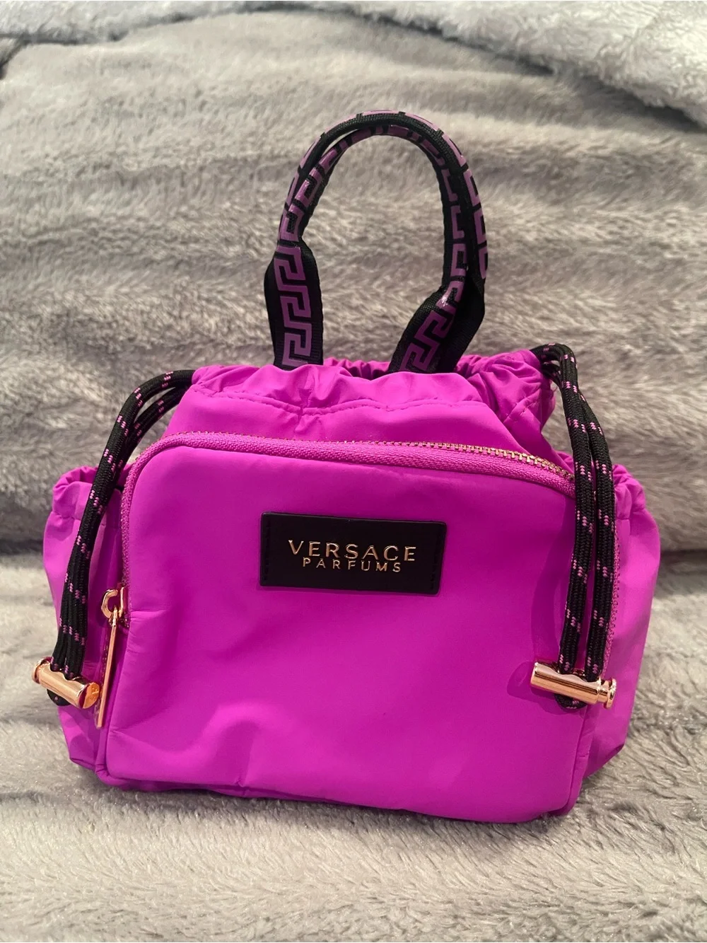 Versace Parfums Fuchsia Drawstring Cosmetic Tote